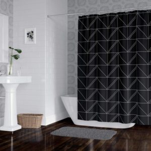 Cortina de ducha geométrica de lujo moderna Horizon Home Essentials para baño