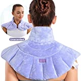REVIX Almohadilla calefactora calefactable para el cuello, para el cuello y los hombros, para aliviar el dolor de espalda, calentador de cuello para microondas ponderado con calor Miost, sin perfume