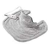 Almohadilla térmica Sunbeam para aliviar el dolor de cuello y hombros | Renue de tamaño estándar, 4 configuraciones de calor con apagado automático | Gris, 22 x 19 pulgadas