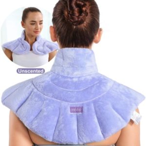 REVIX Almohadilla térmica calefactable para el cuello con envoltura térmica para microondas 