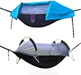 OHMU Hamaca para acampar con mosquitera y cubierta para moscas, carpa portátil para hamaca (azul)