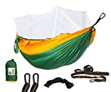 Hamaca Ryno Tuff para acampar con mosquitera - Hamaca doble con mosquitera, reforzada que no se rompe pero sigue siendo liviana, bolsillo adicional, correas seguras para árboles y mosquetones resistentes incluidos.