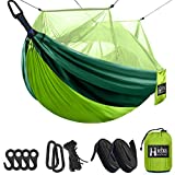 Hamaca de camping Hieha con mosquitera, hamacas portátiles con mosquitera, correas de árbol y mosquetones para mochileros al aire libre, viajes (versión mejorada, fácil de montar la red)