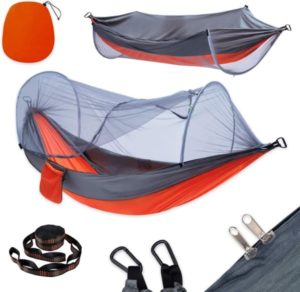 Hamaca para acampar con mosquitera y correas de árbol para hamacas de 10 pies 