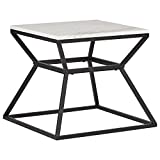 Marca Amazon - Mesa auxiliar lateral moderna Rivet Mid-Century de mármol blanco y metal, 17 'de ancho, negro y mármol