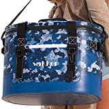 VAKKER - Bolsa térmica con aislamiento de 30 latas, 3 días de vida en hielo, impermeable, a prueba de fugas, a prueba de polvo, portátil, bolsa de enfriamiento lateral suave, lonchera para exteriores, camping, senderismo, playa, viajes, picnic (camuflaje azul marino)