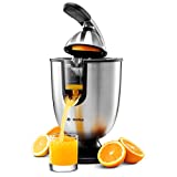 Exprimidor eléctrico de cítricos Eurolux ELCJ-1700, para naranja, limón, pomelo, acero inoxidable 160 vatios de potencia Mango de agarre suave y tapa cónica para un uso fácil
