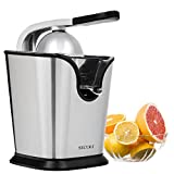 Exprimidor eléctrico de cítricos | Exprimidor de zumo de naranja de acero inoxidable de 160 vatios de Secura