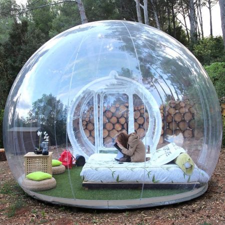  HHAiNi Exterior Transparente Túnel Inflable Tienda burbuja Familia Camping Patio Trasero