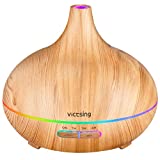 Difusor de aceite esencial VicTsing, difusor de aceite de 300 ml con 7 luces de colores y 4 temporizadores, difusor de aromaterapia con función de apagado automático, humidificador de niebla fría sin BPA para el hogar del dormitorio