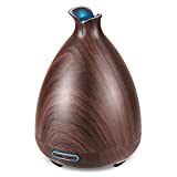 Difusor de aceite esencial URPOWER, difusor de aceite de aromaterapia ultrasónico de grano de madera de 150 ml con modo de niebla ajustable Humidificador de apagado automático sin agua y difusores para aceites esenciales