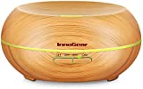 Difusores InnoGear para aceites esenciales, 200 ml Difusor de aceite esencial de grano de madera Difusores de aromaterapia por ultrasonidos Humidificador de vapor frío de aroma con temporizador Apagado automático sin agua, Medio, Amarillo