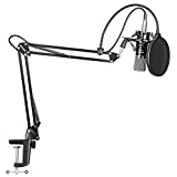 Neewer NW-700 Professional Broadcasting Studio Micrófono de condensador de estudio profesional Grabación ajustable NW-35 Suspensión de tijera ajustable Brazo de tijera de suspensión de mano con dispositivo de montaje de choque y montaje de abrazadera