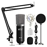 TONOR Kit de micrófono de condensador de estudio profesional para ordenador con soporte de mano XLR de 3.5 mm / filtro de pop / tijeras de mano / soporte de choque para grabación de estudio profesional, transmisión de podcasts, azul