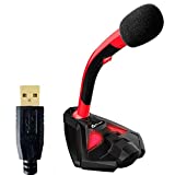 KLIM Voice - Micrófono de escritorio USB para juegos para PC - Compatible con PC, Laptop, Mac, PS4 - Micrófono de escritorio profesional con soporte - Grabación, Streaming, YouTube, Mics Podcast, Microfono Studio - Rojo