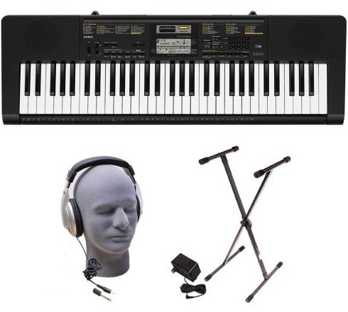  Paquete de teclado portátil premium de Casino Inc. CTK2400 PPK 61 teclas con auriculares Samson HP30 