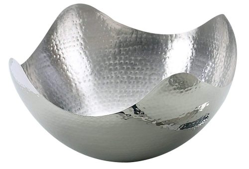 Tazón para servir ondulado de acero inoxidable martillado de 10 pulgadas 