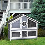 LZ LEISURE Zone 50.2 'Pet Hutch Rab Cage Bunny Cage Casa de madera para animales pequeños para uso en exteriores / interiores (gris + blanco)