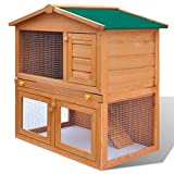 Tidyard Doors 3 puertas de aparador al aire libre conejo casa de animales pequeños marco de madera de pino macizo con rampa antideslizante, bandeja extraíble de madera con acabado pintado 36.6 pulgadas x 23.6 pulgadas x 38.2 pulgadas (L x W x H)
