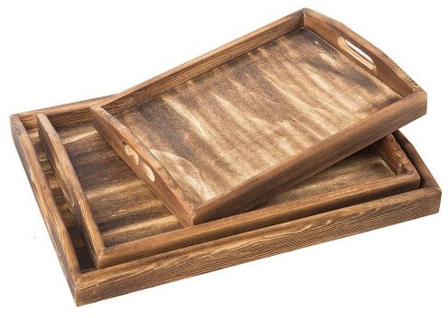 Juego de 3 antorchas de madera rectangulares