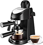 Máquina de café espresso, cafetera Aicook de 3,5 bar espresso, máquina de café exprés y capuchino con espumador de leche, cafetera exprés con vaporizador, negro