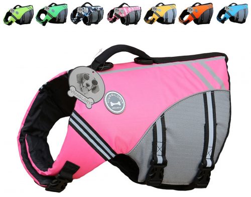 Vivaglory New Sport Style Ripstop Chaleco salvavidas para perros con flotabilidad superior y mango de rescate