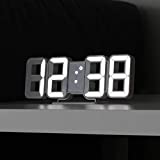 Mooas Pure Mini White 3D LED Reloj, Reloj LED multifunción (Calendario, Alarma, Temperatura)