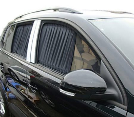  BININBOX 2 uds., Estilo de cortina, malla VIP, para ventana de coche, visera negra ajustable, parasol