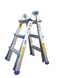 TOPRUNG Modelo-Escalera multiusos de extensión de aluminio de 13 pies con 300 lbs. Clasificación de servicio IA Tipo de capacidad de carga
