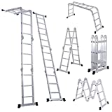 Escalera de aluminio multiusos Escalera plegable Luisladders 7 en 1 Etapa Combinación de servicio pesado Norma EN 131 (12,5 pies)