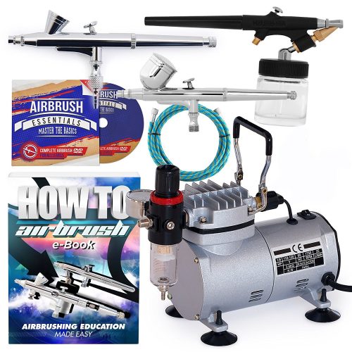 PointZero Airbrush Kit de aerografía de doble acción con 3 pistolas