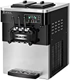 COSTWAY Máquina de helados comercial, automática 2200W 20-28L / 5.3-7.4Gallon Heladera blanda y dura por hora con pantalla LCD, temporizador de apagado automático, 3 sabores