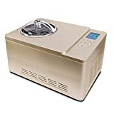 Whynter Fabricante automático de helados ICM-220CGY Función Tazón de acero inoxidable de 2 cuartos de capacidad y yogur en dorado, con compresor incorporado, sin precongelación, pantalla digital LCD, temporizador, 2 cuartos