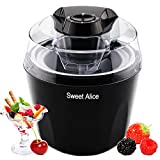 Máquina de helado, máquina automática de helado, sorbete y helado de 1,5 cuartos, función de temporizador de máquina de helado sin BPA.