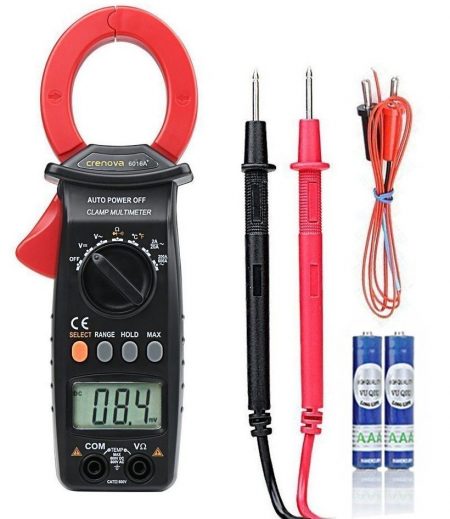 Medidor de pinza Crenova 6016A 600A Clasificación automática Ohmios Voltios Amp Diodo Medición de temperatura de continuidad