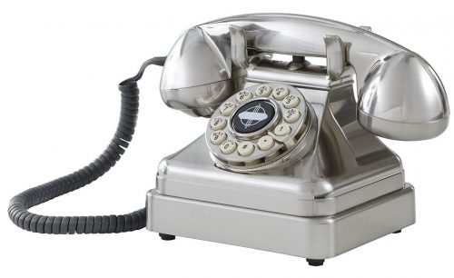  Crosley CR62-BC Kettle Classic Desktop Phone con tecnología de botón pulsador, cromado cepillado