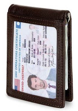 SERMAN BRANDS RFID Bloqueo Delgado Bifold Delantero Minimalista de Cuero Genuino