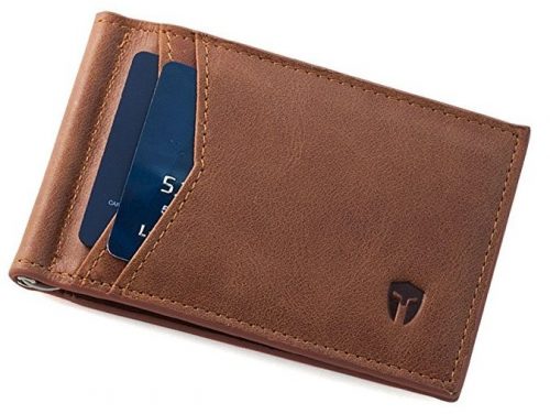 RFID Bloqueo Minimalista Delgado Bolsillo Frontal Billetera-Carteras con Clips de Dinero