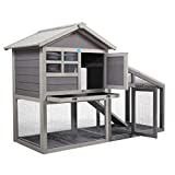 COZIWOW - Caseta para conejos para interiores y exteriores, casas y hábitats de animales pequeños, jaula grande para conejos con bandeja extraíble, gallinero de dos pisos para conejillo de indias, hámster