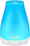 Difusor de aceites esenciales InnoGear, difusores mejorados para aceites esenciales Difusor de aromaterapia Humidificador de niebla fría con luces de 7 colores 2 modos de niebla Apagado automático sin agua para la habitación de la oficina en casa, blanco básico