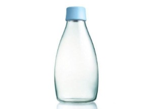 ORYX 5075055 Botella Agua de Cristal con Funda Goma y Tap/ón An Plateado